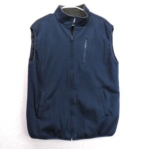 Duke Haband Vest Mens Medium Blue Fleece‎ Lined Sherpa Zip Front Pockets